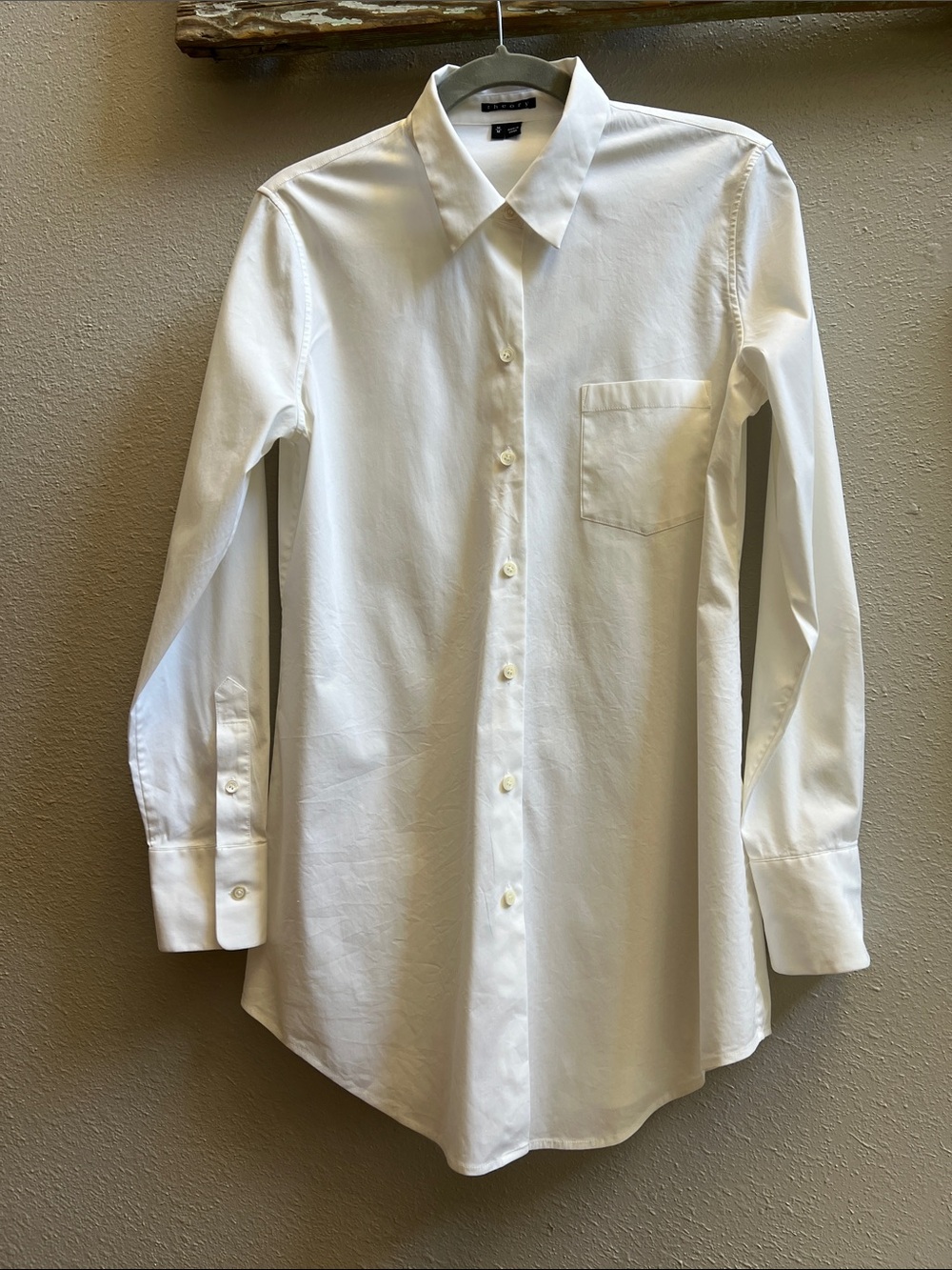 Theory White Long-Sleeve Button Front Tunic